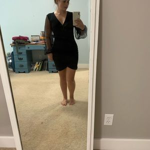 Black Mesh Sleeve Bodycon Formal Dress